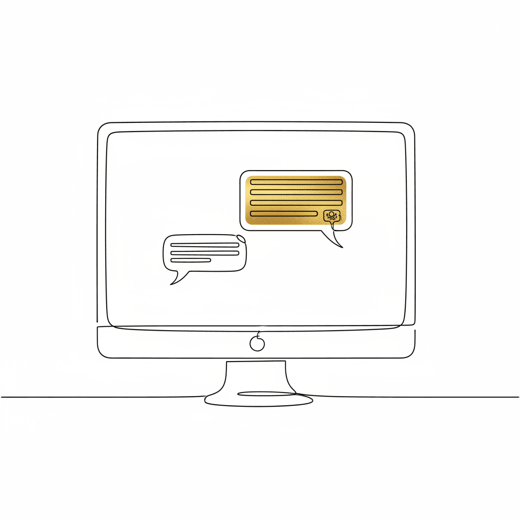 Pantalla de ordenador mostrando una conversación de chatbot empresarial respondiendo a un cliente